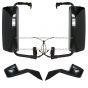 4 Pieces Combo - Door Mirror Power Heated Gloss Black Back Cover with Arm & Hood Mirror Black with Mounting Kits - Driver & Passenger Side  ( Fit: Volvo VNL 670 780 630 730 Trucks )