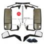 4 Pieces Combo - Door Mirror Power Heated Gloss Black Back Cover with Arm & Hood Mirror Black with Mounting Kits - Driver & Passenger Side  ( Fit: Volvo VNL 670 780 630 730 Trucks )