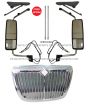 International ProStar Combo - 3 Pieces - Grille Chrome with Bug Net & Door Mirror Power Heated Chrome with Turn Signal and Arm - Driver & Passenger Side