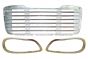 3 Pieces Combo - Freightliner M2 Grille with Headlight Bezel Chrome Pair - Driver and Passenger Side