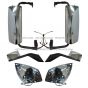 6 Pieces Combo -  Door Mirror Power Heated Chrome Back Cover with Arm & Hood Mirror Chrome with Mounting Kits & Headlight Chrome - Driver & Passenger Side  ( Fit: Volvo VNL 670 780 630 730 Trucks )