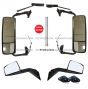 Mirror Combo - 4 Pieces - Door Mirror Power Heated Chrome with Arm & Hood Mirror Chrome with Mounting Kits - Driver & Passenger Side  ( Fit: Volvo VNL 670 780 630 730 Trucks )
