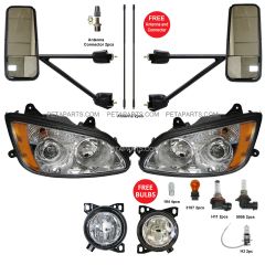 6 Item Combo - Door Mirror with Headlight and Fog Lamp - Driver and Passenger Side (Fit: Kenworth T660)